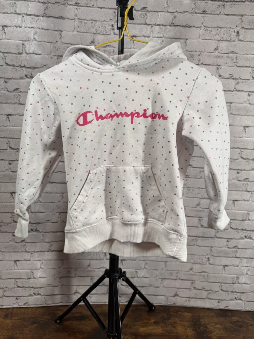 Champion Girl's Athletic Hoodie Size 4/5 - White/Polka Dots